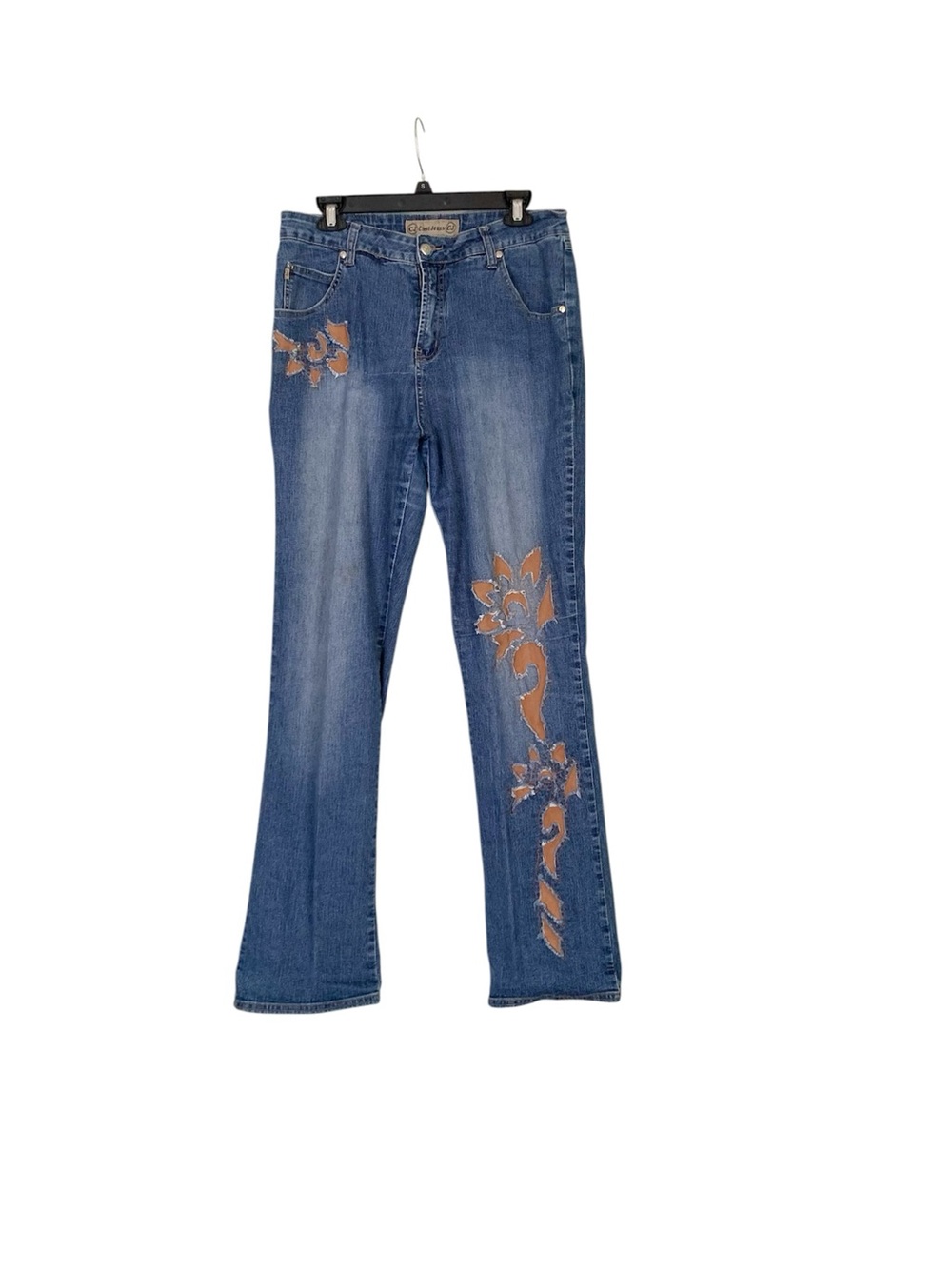 Vintage Y2K Crest Jeans CJ Cutout Suede Brown Denim Jeans 15/18